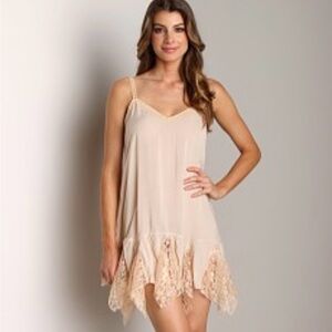 NWT Cotton and lace Godet slip dress